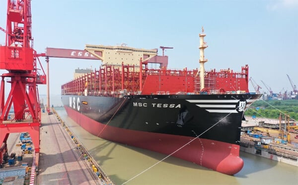World’s Largest Containership Floated Out for MSC at Chinese Shipyard