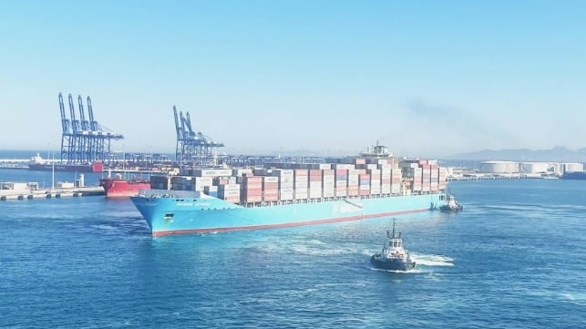 Maersk vessel arriving in port