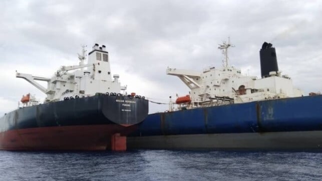 tankers involved in transfer at sea