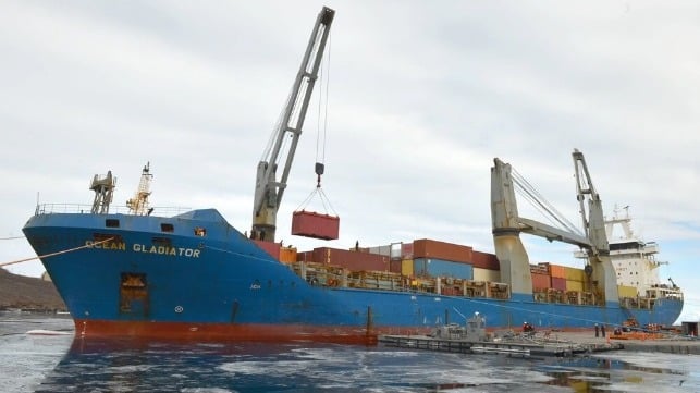 Antarctica supply cargo ship