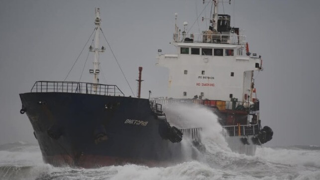 tanker aground in storm