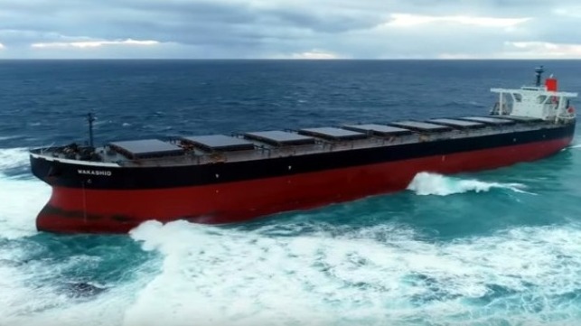 large bulk carrier around off Mauritius 