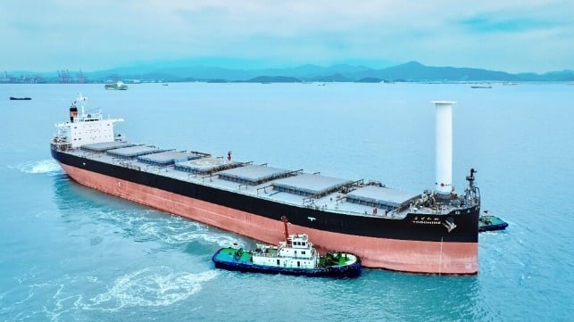 bulker with rotor sail