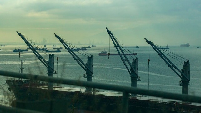 Ships in harbor istock