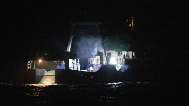 Trawler off Ghana at night (EJF file image)