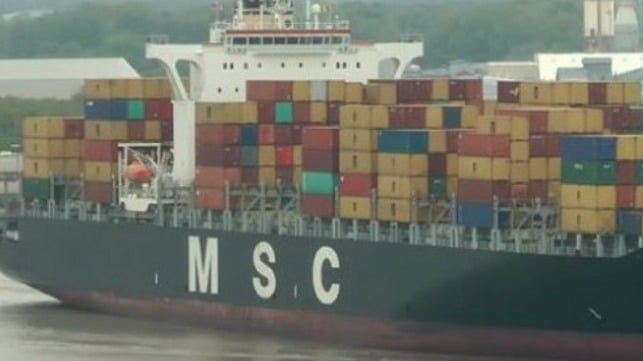 MSC containership loses empty containers overboard