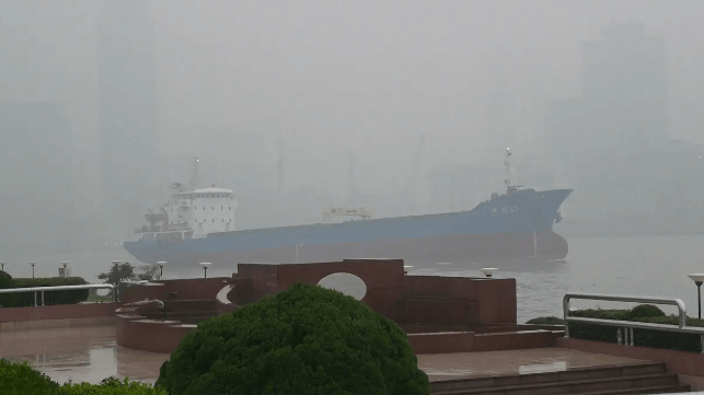 Ship in Shanghai in fog