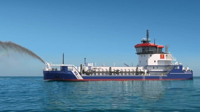 hydrogen fuel cell fitted into air suction dredger