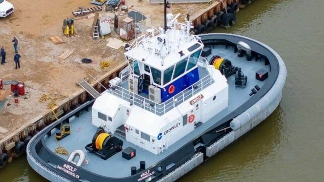 Crowley's all-electric eWolf, one of the most prominent examples of decarbonized shipping in the US (Crowley)