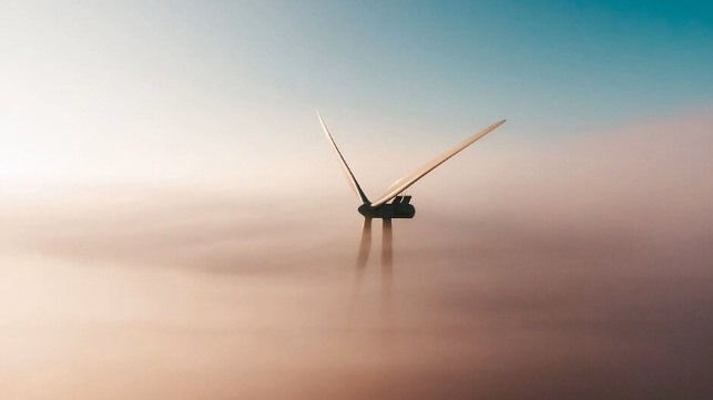 Wind turbine in fog