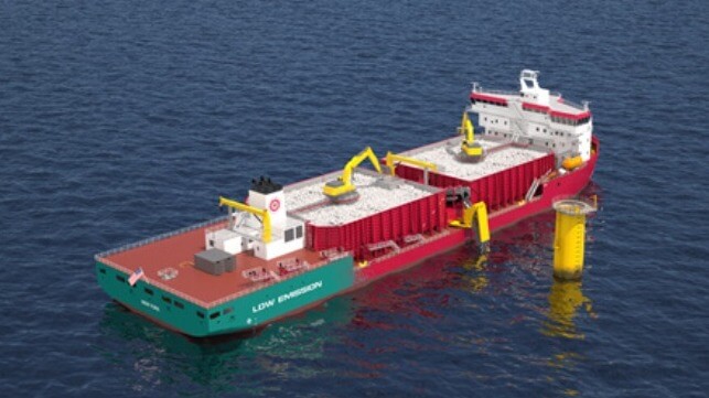 first rock instalaltion vessel from offshore wind to US vessel