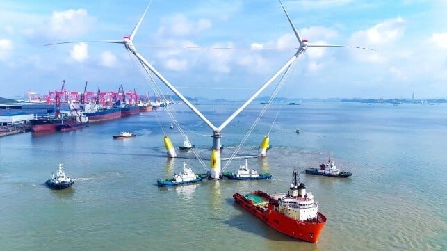 China deploys huge floating wind power platform with double rotor