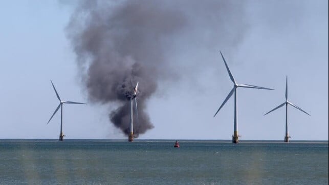 Video: UK Offshore Wind Turbine Catches Fire