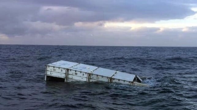 containers floating in the ocean