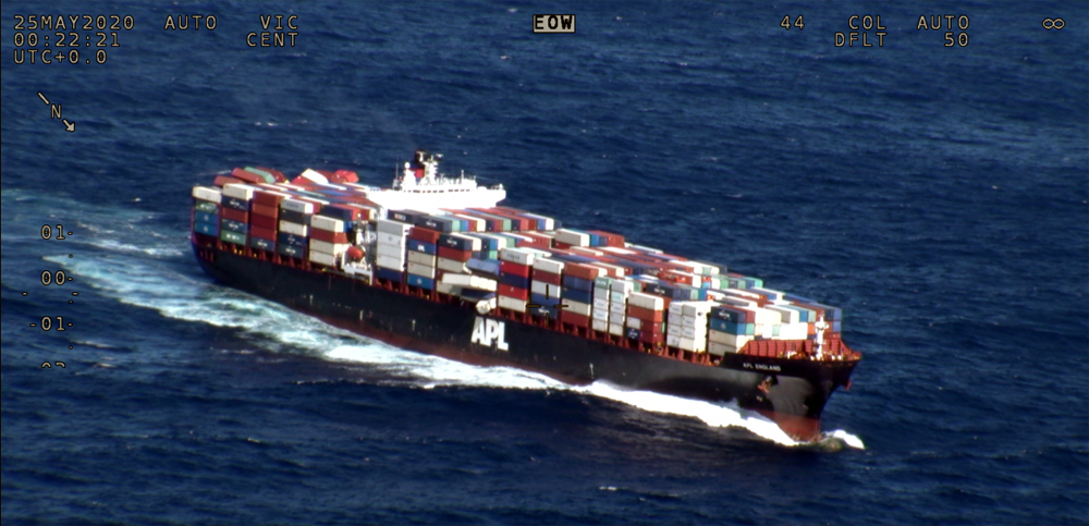 Video: APL England Loses Containers Overboard Near Australia