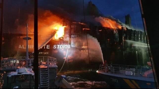 cargo fire aboard vessel off Sweden 