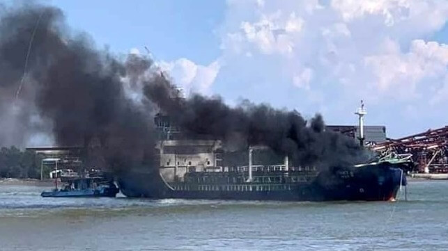 tanker fire in Thailand video