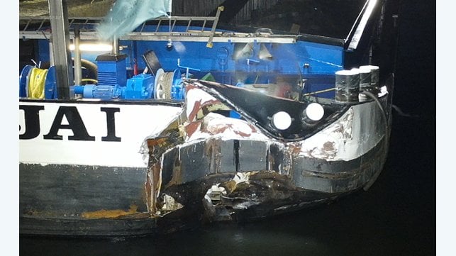 damaged inland cargo ship
