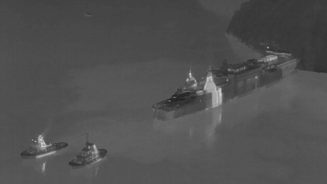 Thermal imaging of Aratere's successful refloat (Marlborough District Council)