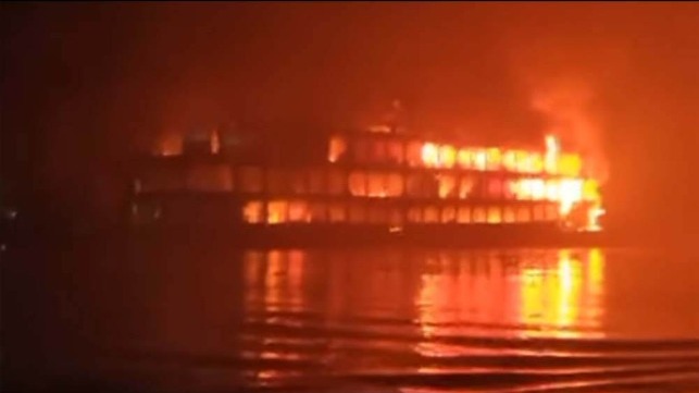 ferry fire in Bagladesh