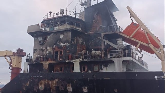 cargo ship fire Turkey