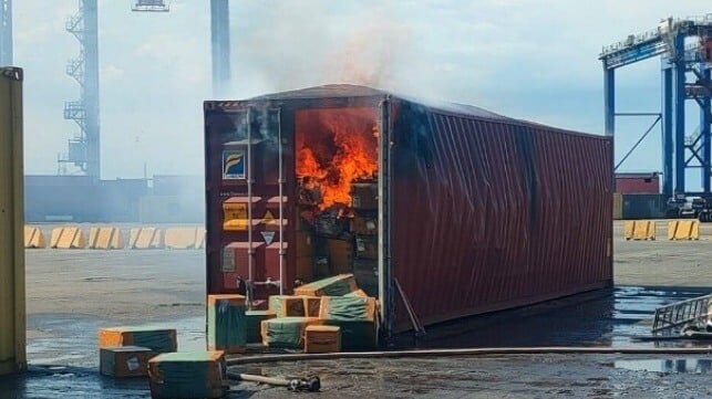 burning container port of Odesa