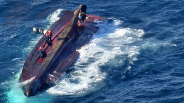 capsized fishing boat