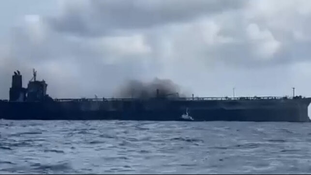 tanker on fire