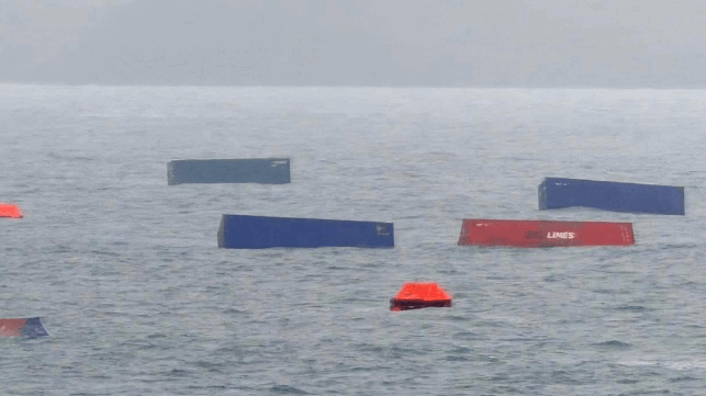 Floating containers off Sihanoukville