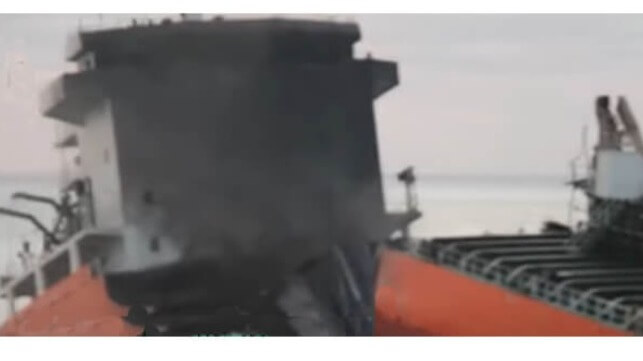 video tanker breaks in two