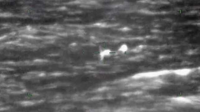 Nathan and Kim Maker are barely visible in this infrared image from a Coast Guard search aircraft (USCG)