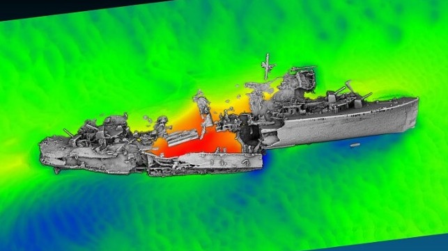A three-dimensional sonar rendering of the wreck of HMS Keith, lost at Dunkirk on June 1, 1940 (Drassm / Historic England)