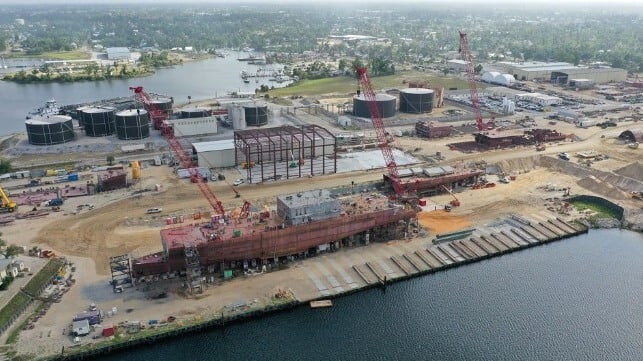 OPC hulls one and two under construction at Eastern Shipbuilding Group, 2021 (ESG)