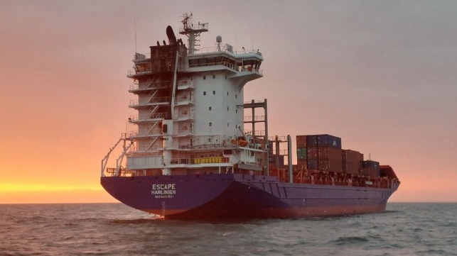 containership fire off Latvia