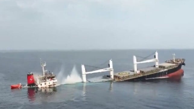 sinking ship after Houthi attack