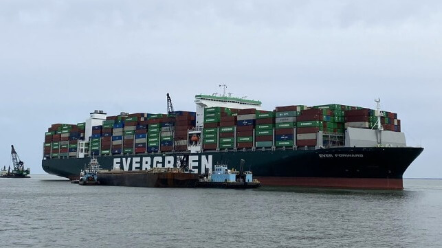 attempt to refloat grounded containership Ever Forward 
