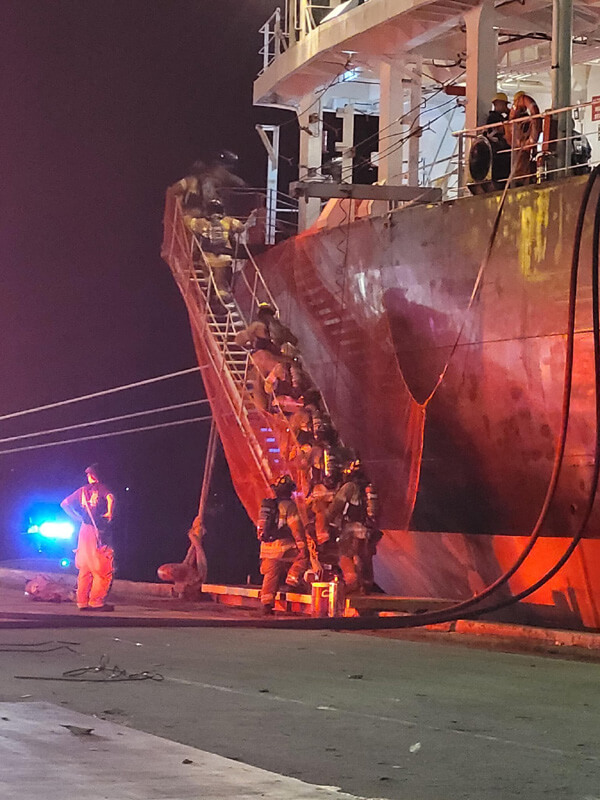 Florida Fire Departments Respond to Cargo Fire on Docked Bulker 