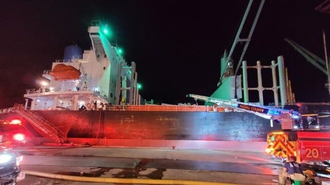cargo fire on bulker docked in Florida