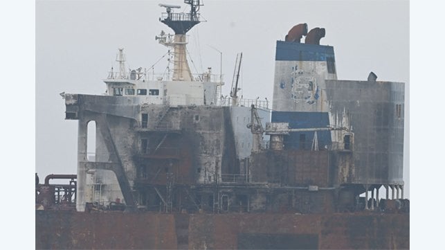 fire-damaged tanker