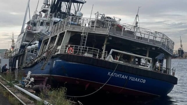 Kapitan Ushakov in the early stages of capsizing (Russian Investigative Committee)