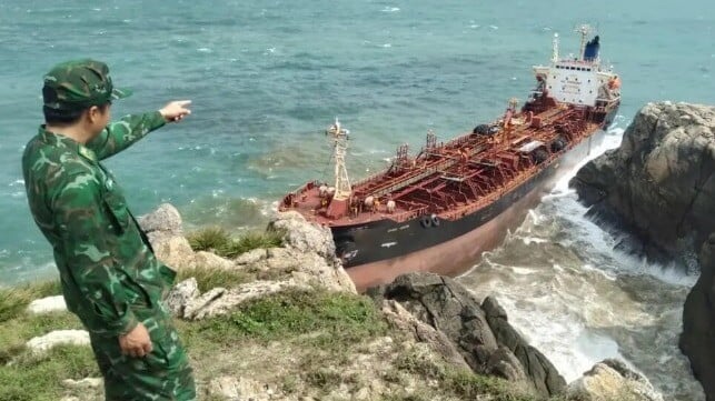 abandoned tanker aground in Vietnam