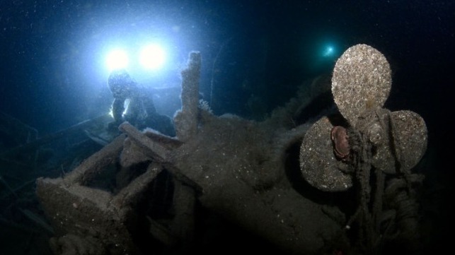 The wreck of a lost LCT off southwestern England (Royal Navy)