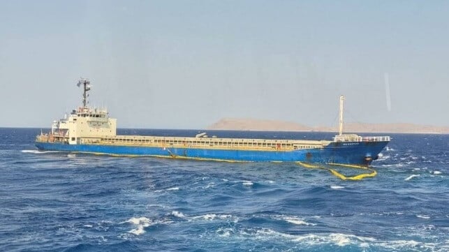 grounded cargo ship