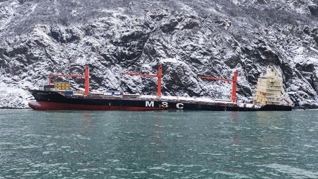 grounded containership