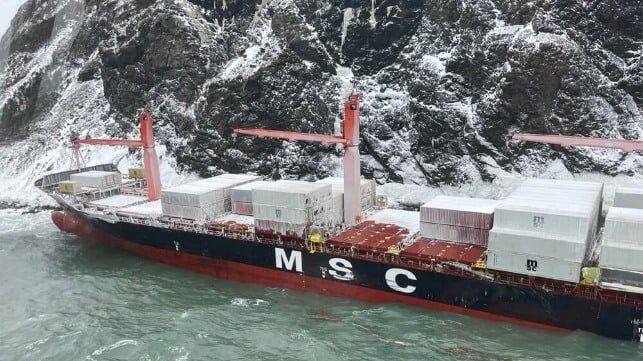 grounded containership