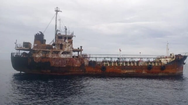 burnt out tanker