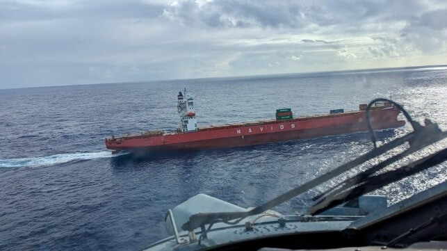 Container ship as seen from Navy helicopter