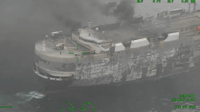 fire damaged car carrier