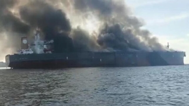 tanker fire off Malaysia 