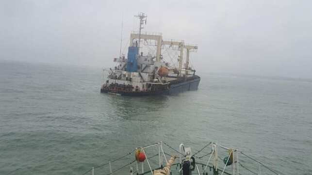 crew rescued from sinking cargo ship